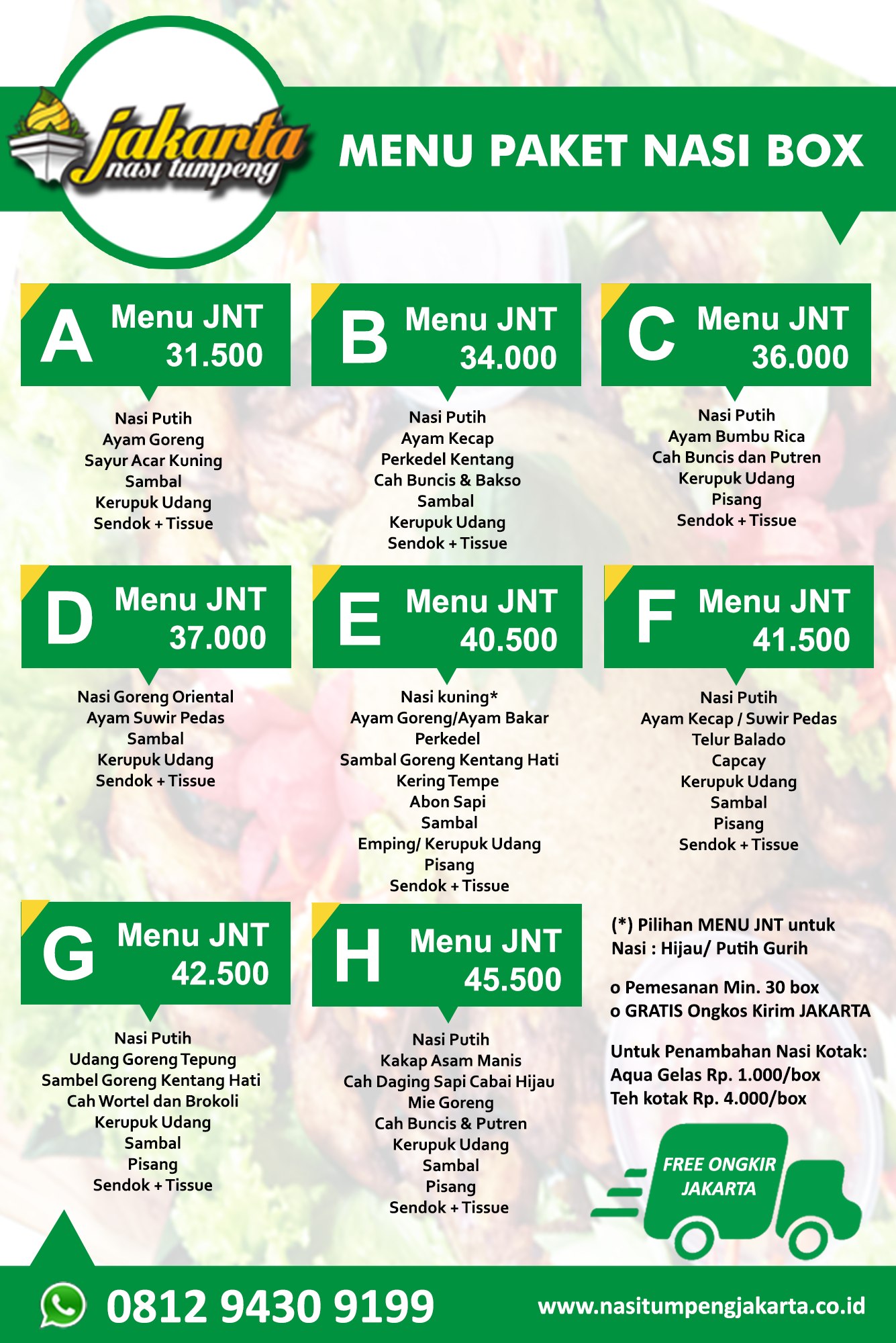 Menu Nasi Box JNT 2025